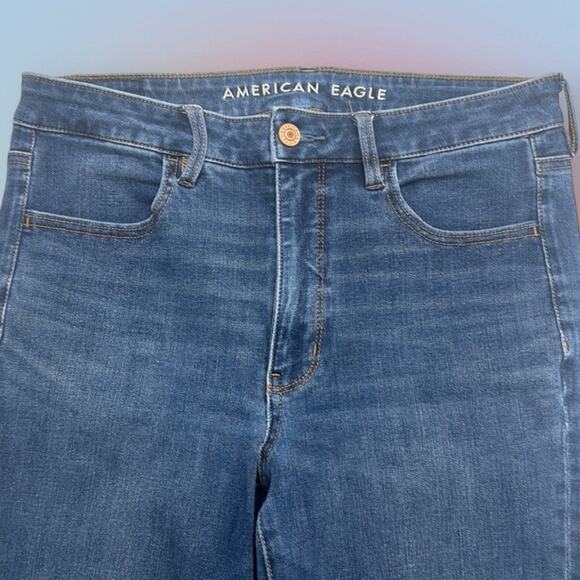 AMERICAN EAGLE Women’s 8 Long SUPER HIGH RISE JEGGING Blue Jeans - Picture 1 of 7